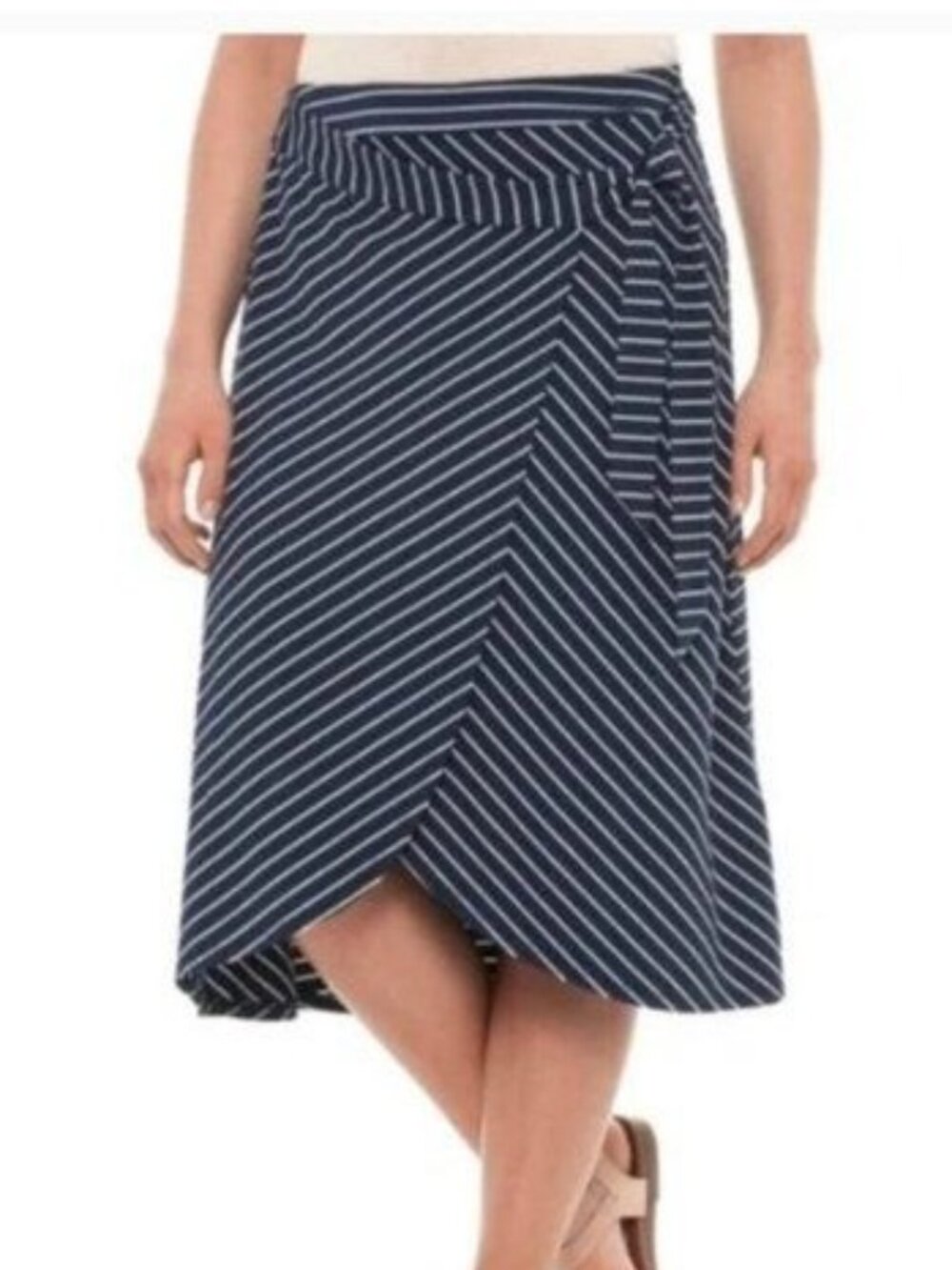 Adrienne Vittadini Faux Wrap Midi Skirt (Size Small)